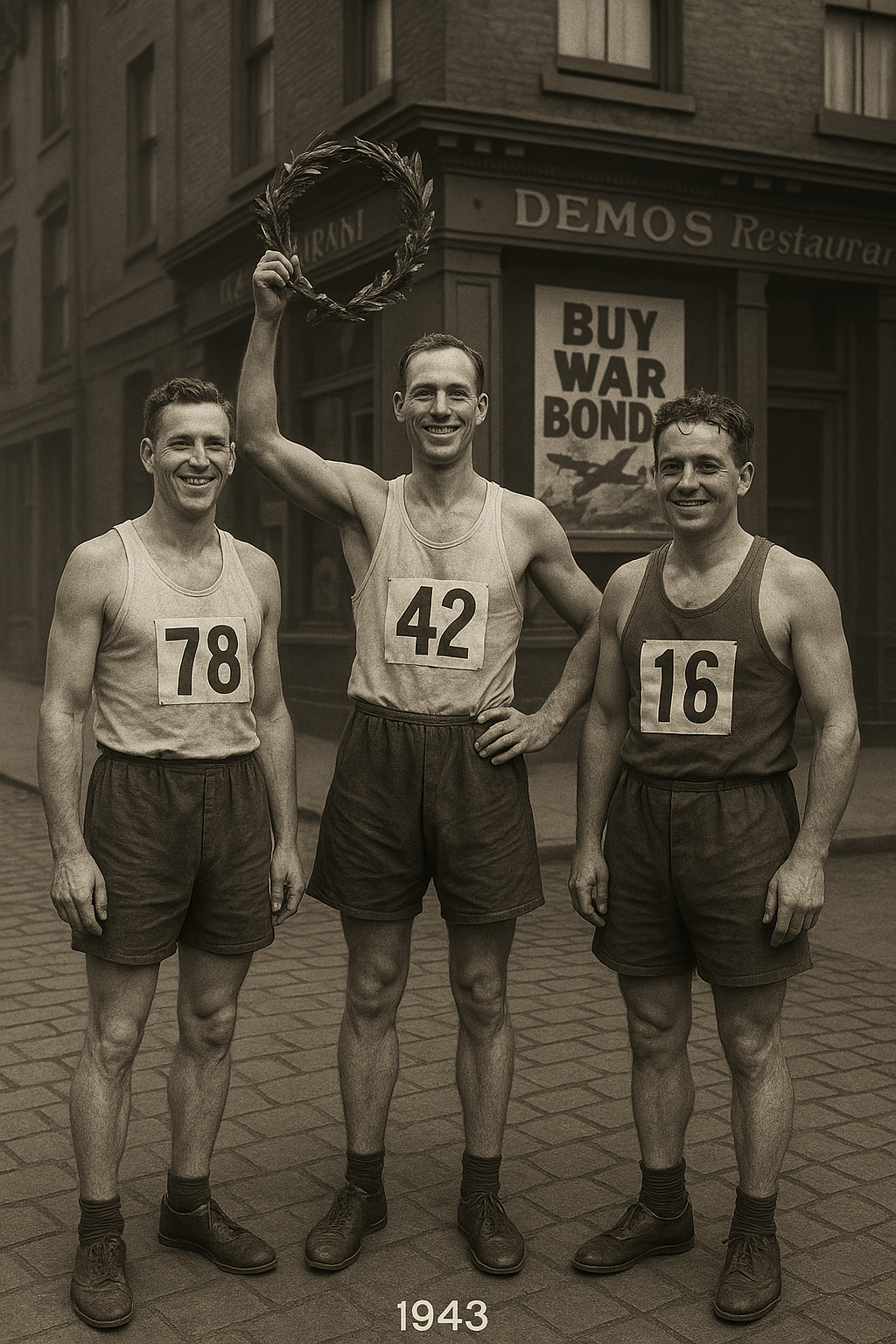 1943 runners at Court and President Streets