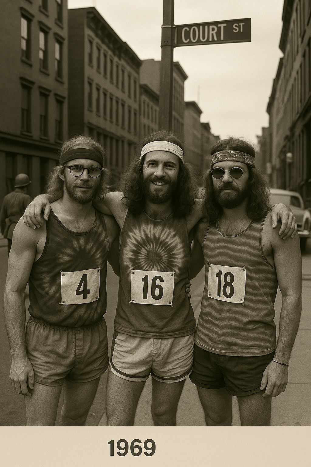 1969 runners at Court and President Streets